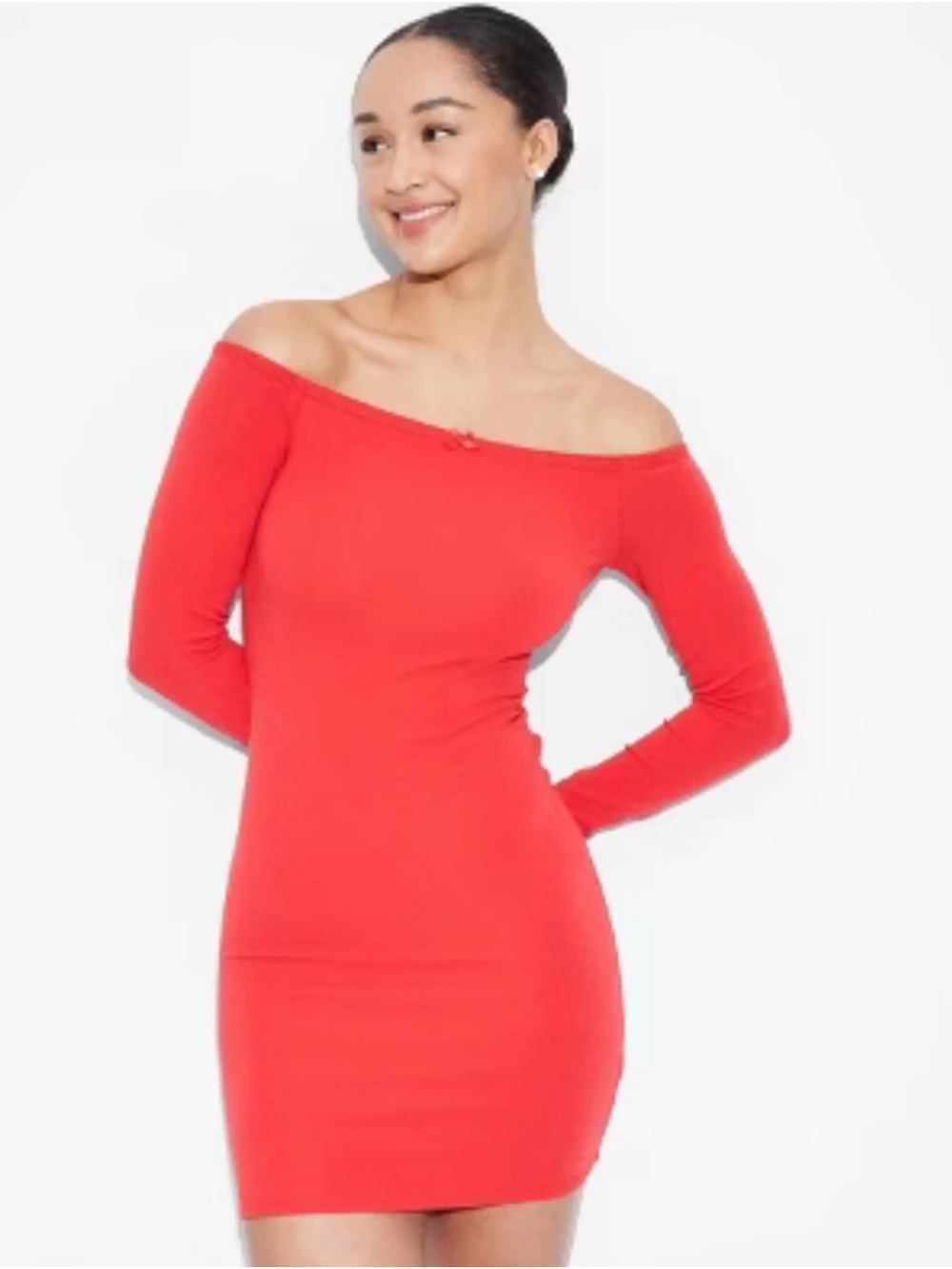 wild fable Off-the-Shoulder Red Bodycon Dress
